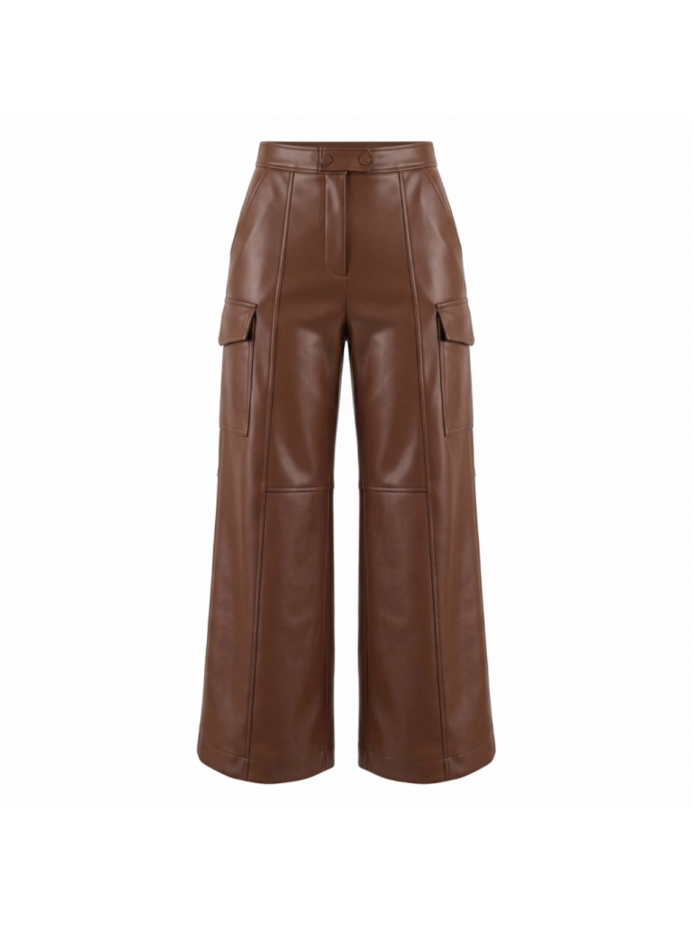 SIMKHAI McKenzie Faux Leather Pleated Pants Chocolate Brown Size 12 NWT